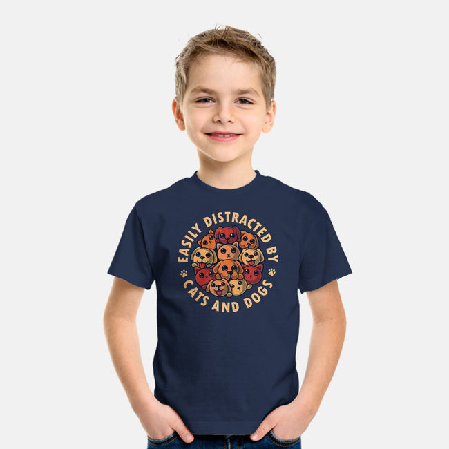 Easily Distracted By Cats And Dogs-Youth-Basic-Tee-erion_designs