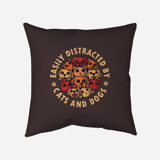 Easily Distracted By Cats And Dogs-None-Non-Removable Cover w Insert-Throw Pillow-erion_designs