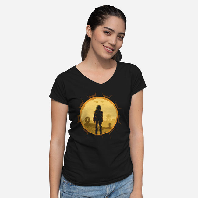 Life Outside Of Vault 33-Womens-V-Neck-Tee-bomdesignz