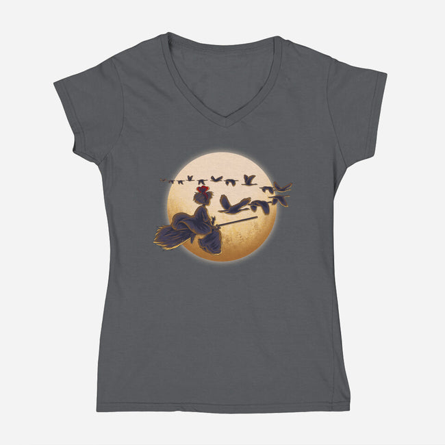 Young Witch Moon-Womens-V-Neck-Tee-rmatix