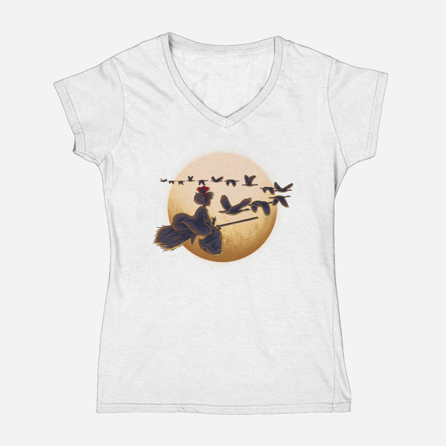 Young Witch Moon-Womens-V-Neck-Tee-rmatix