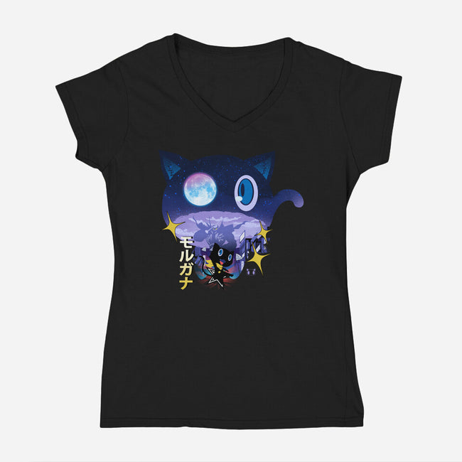 Morgana Night-Womens-V-Neck-Tee-dandingeroz