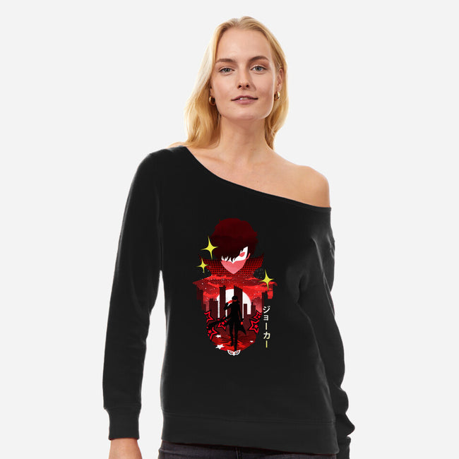 Joker Sunset-Womens-Off Shoulder-Sweatshirt-dandingeroz