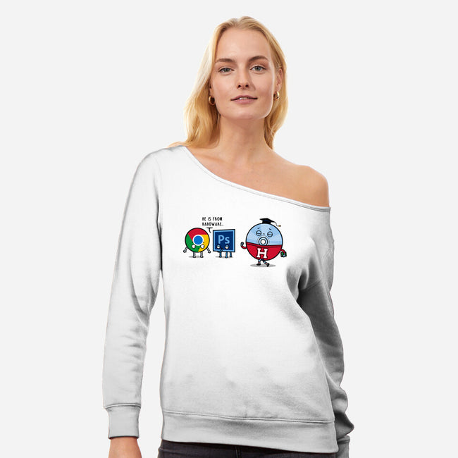 Campus Disc-Womens-Off Shoulder-Sweatshirt-Raffiti