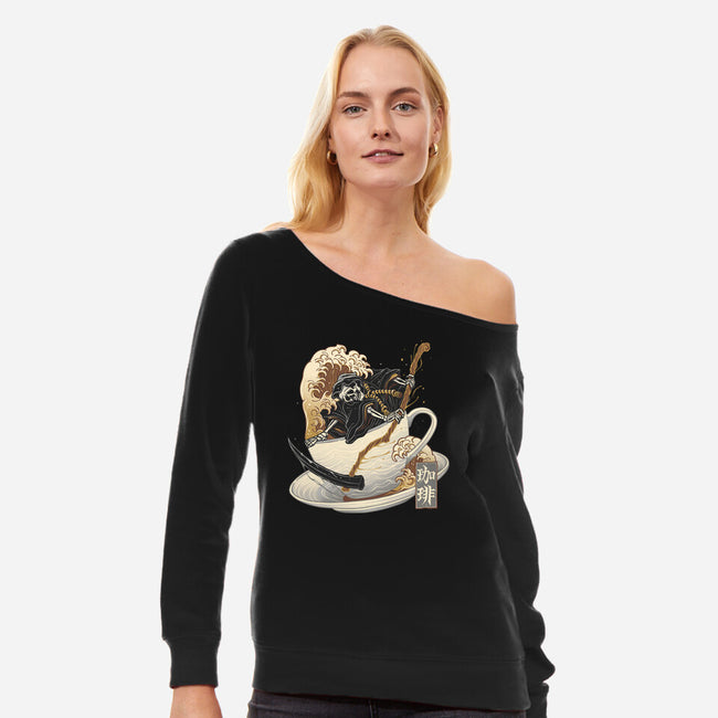 Death Coffee-Womens-Off Shoulder-Sweatshirt-glitchygorilla