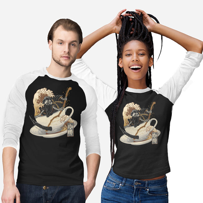 Death Coffee-Unisex-Baseball-Tee-glitchygorilla