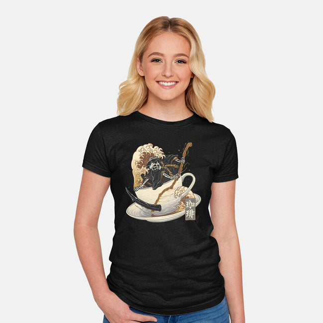 Death Coffee-Womens-Fitted-Tee-glitchygorilla