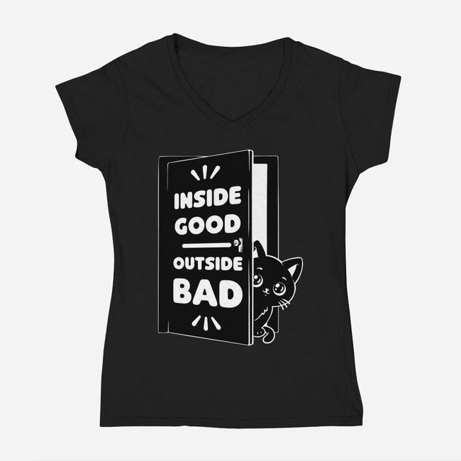 Outside Is Bad-Womens-V-Neck-Tee-Studio Mootant