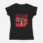 Red Spaceship Revolution-Womens-V-Neck-Tee-Studio Mootant