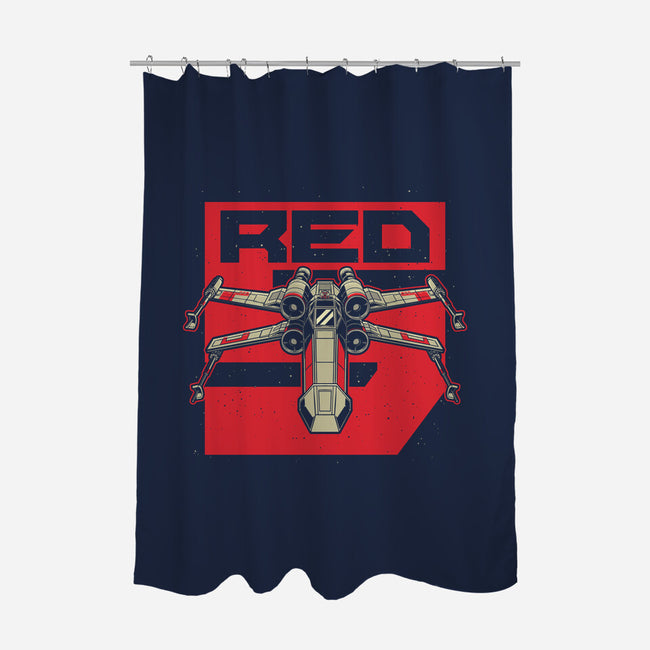 Red Spaceship Revolution-None-Polyester-Shower Curtain-Studio Mootant