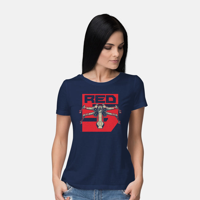 Red Spaceship Revolution-Womens-Basic-Tee-Studio Mootant
