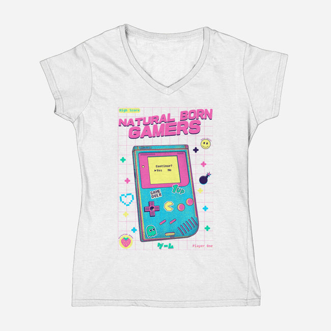 Natural Born Gamers-Womens-V-Neck-Tee-Jelly89