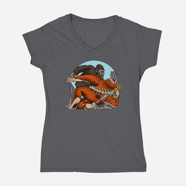 Kong Punch-Womens-V-Neck-Tee-joerawks