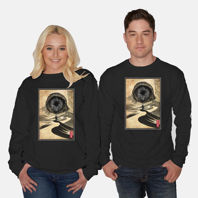 Dune Woodblock-Unisex-Crew Neck-Sweatshirt-DrMonekers