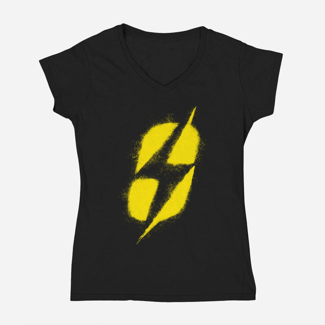 Ground Zero Fallout-Womens-V-Neck-Tee-rocketman_art