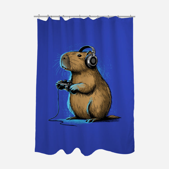 Capy-Gamer-None-Polyester-Shower Curtain-GoshWow