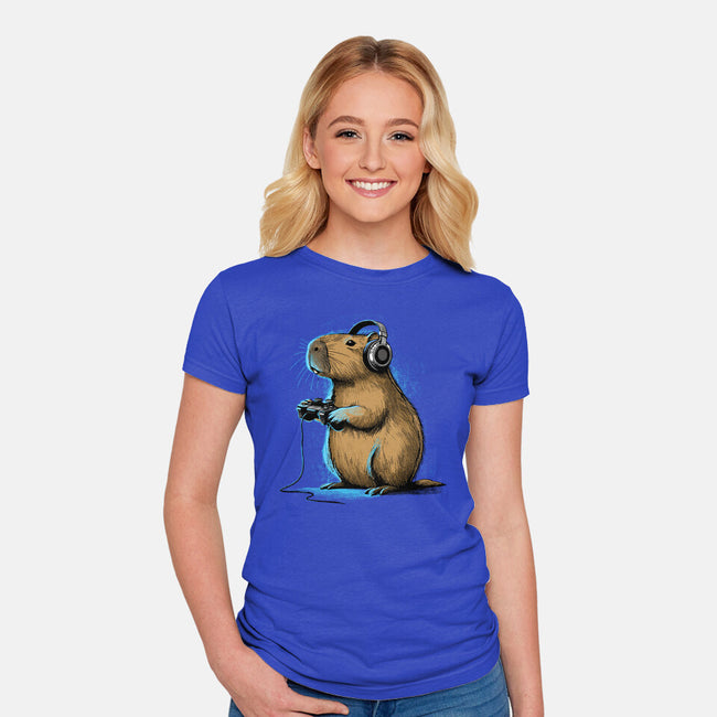 Capy-Gamer-Womens-Fitted-Tee-GoshWow