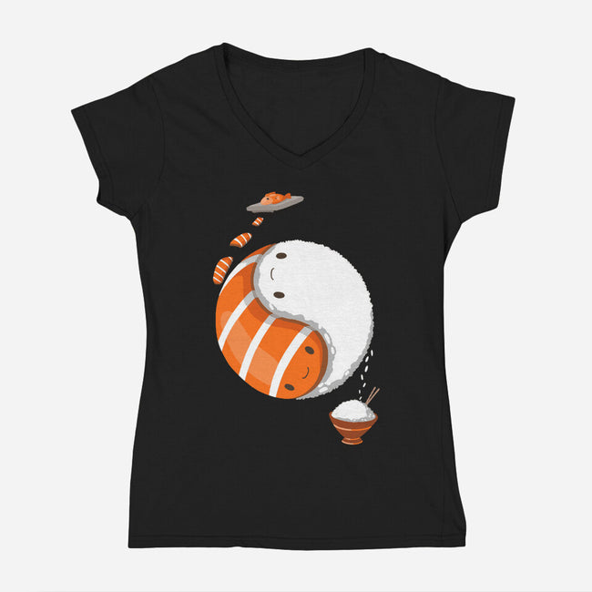 Ying Yang Sushi-Womens-V-Neck-Tee-Vallina84