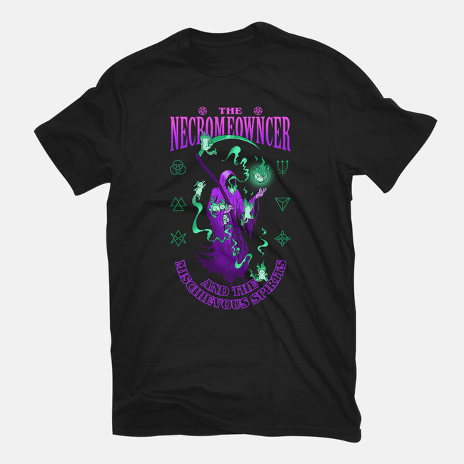 The Necromeowncer And The Mischievous Spirits-Womens-Basic-Tee-sachpica