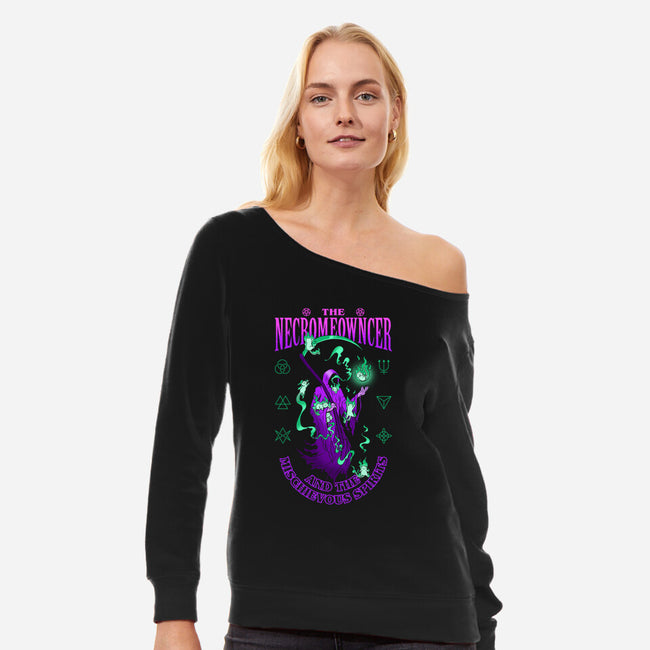 The Necromeowncer And The Mischievous Spirits-Womens-Off Shoulder-Sweatshirt-sachpica