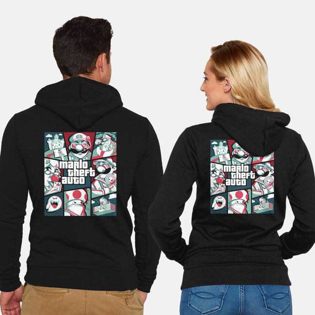 Mario Theft Auto-Unisex-Zip-Up-Sweatshirt-Planet of Tees