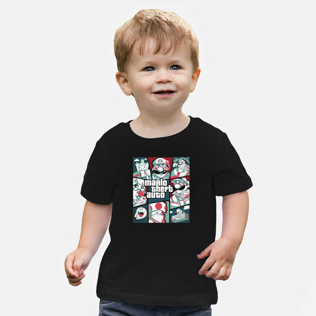 Mario Theft Auto-Baby-Basic-Tee-Planet of Tees