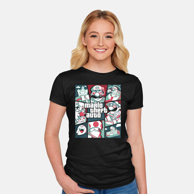 Mario Theft Auto-Womens-Fitted-Tee-Planet of Tees