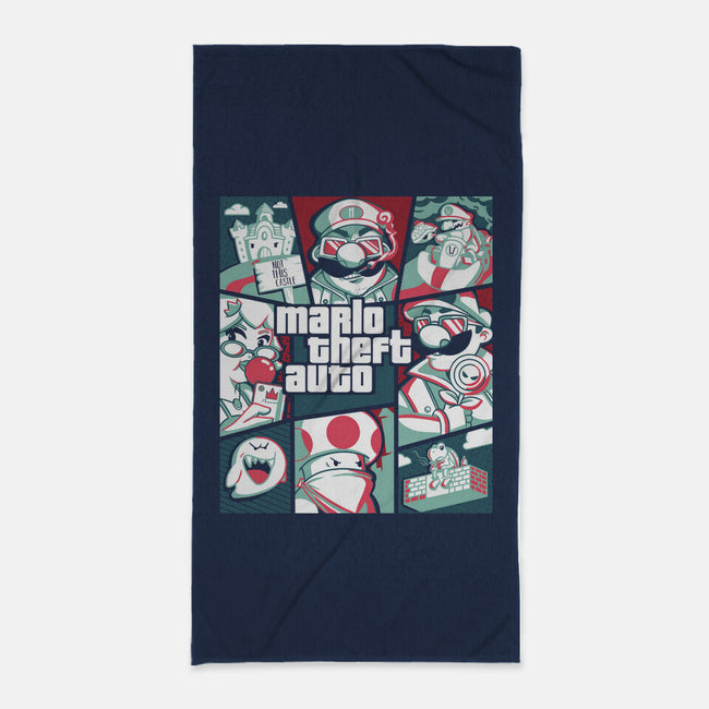 Mario Theft Auto-None-Beach-Towel-Planet of Tees