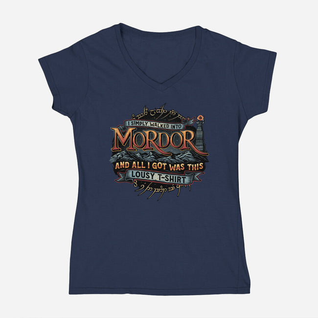 Mordor Vacation-Womens-V-Neck-Tee-glitchygorilla