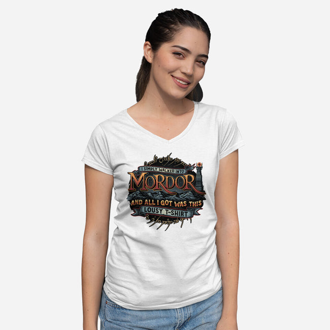 Mordor Vacation-Womens-V-Neck-Tee-glitchygorilla