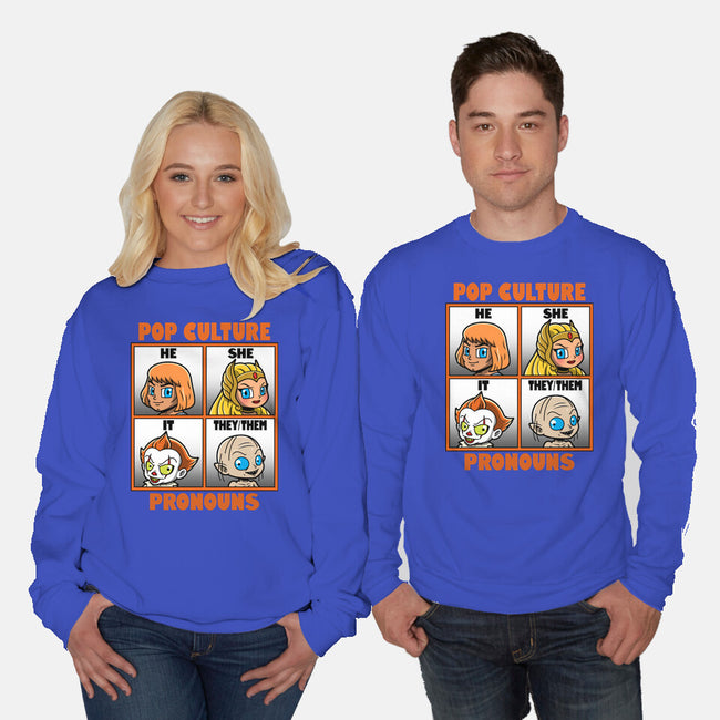 Pop Culture Pronouns-Unisex-Crew Neck-Sweatshirt-Boggs Nicolas