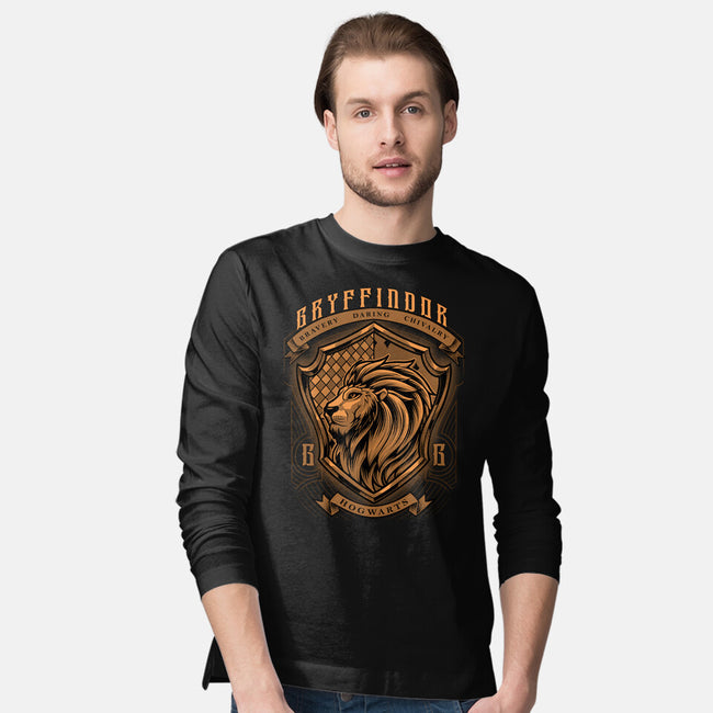 Orange Lion Emblem-Mens-Long Sleeved-Tee-Astrobot Invention