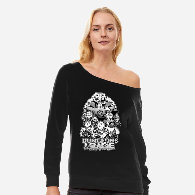 Dungeons And Rage Meme-Womens-Off Shoulder-Sweatshirt-Studio Mootant