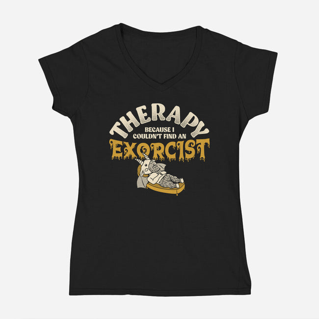 Couldn't Find An Exorcist-Womens-V-Neck-Tee-tobefonseca