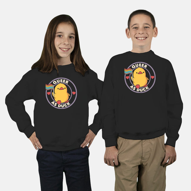 Queer As Duck Pride-Youth-Crew Neck-Sweatshirt-tobefonseca