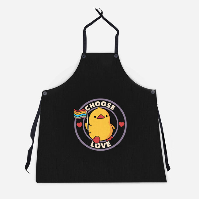 Choose Love Pride Duck-Unisex-Kitchen-Apron-tobefonseca