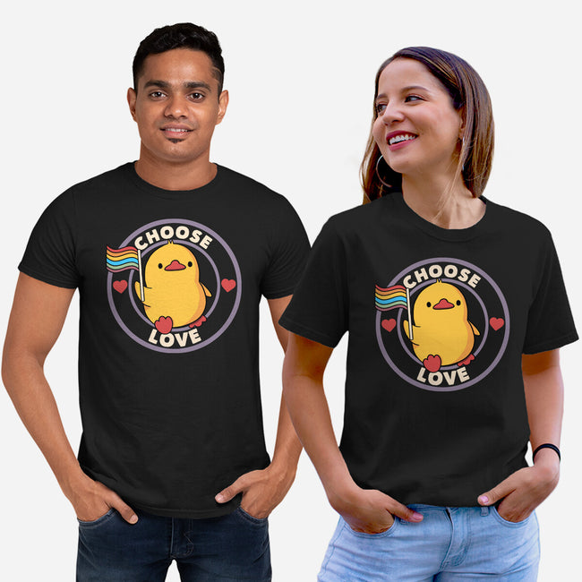 Choose Love Pride Duck-Unisex-Basic-Tee-tobefonseca