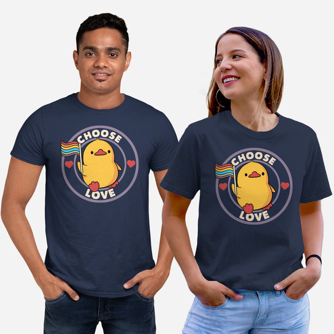 Choose Love Pride Duck-Unisex-Basic-Tee-tobefonseca