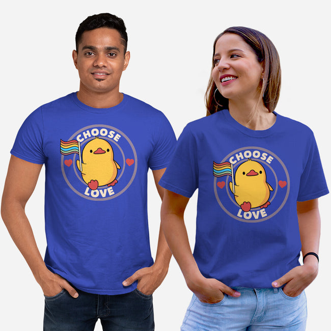 Choose Love Pride Duck-Unisex-Basic-Tee-tobefonseca