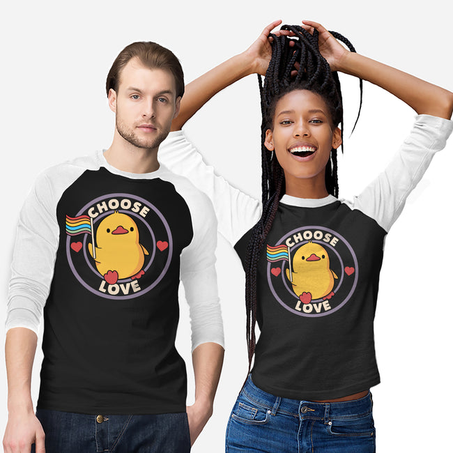 Choose Love Pride Duck-Unisex-Baseball-Tee-tobefonseca