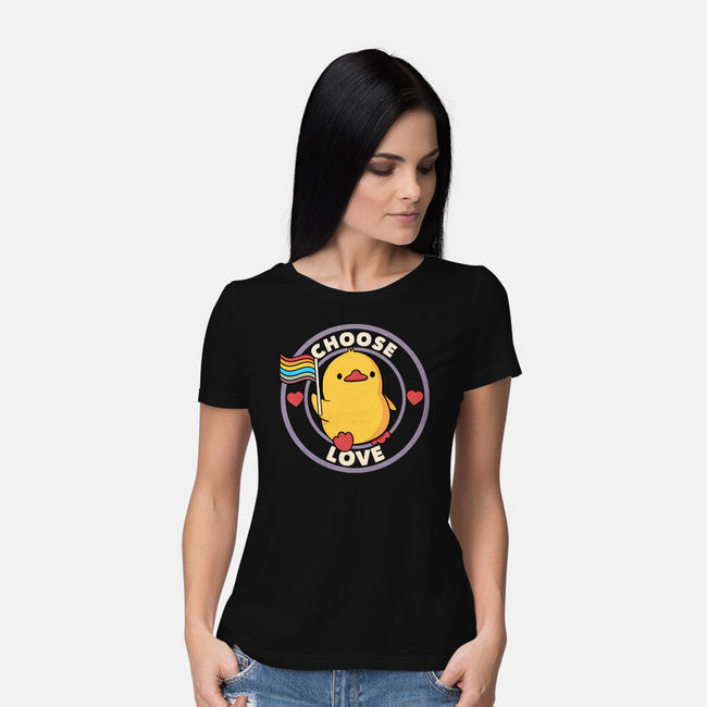 Choose Love Pride Duck-Womens-Basic-Tee-tobefonseca