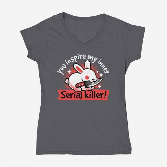 Serial Killer Bunny-Womens-V-Neck-Tee-NemiMakeit