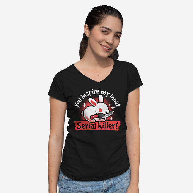 Serial Killer Bunny-Womens-V-Neck-Tee-NemiMakeit