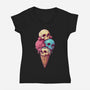 Skull Ice Cream-Womens-V-Neck-Tee-Tinycraftyaliens