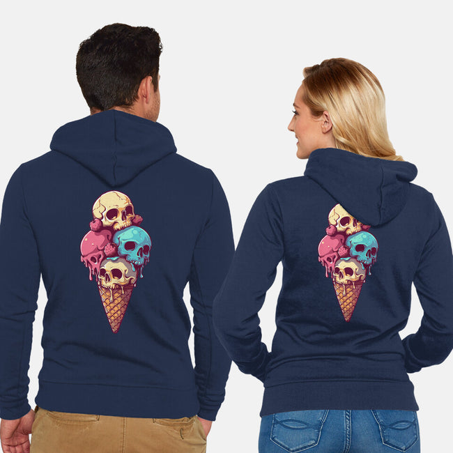 Skull Ice Cream-Unisex-Zip-Up-Sweatshirt-Tinycraftyaliens