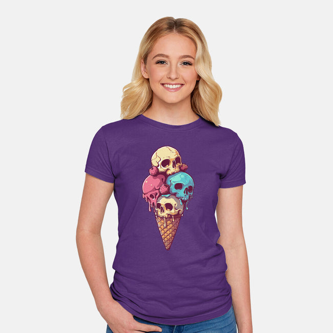 Skull Ice Cream-Womens-Fitted-Tee-Tinycraftyaliens