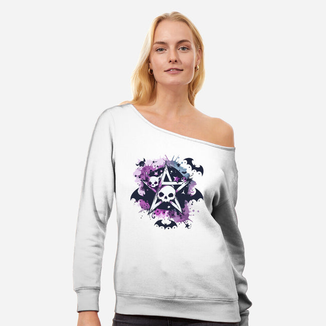 Kawaii Pentagram-Womens-Off Shoulder-Sweatshirt-Tinycraftyaliens