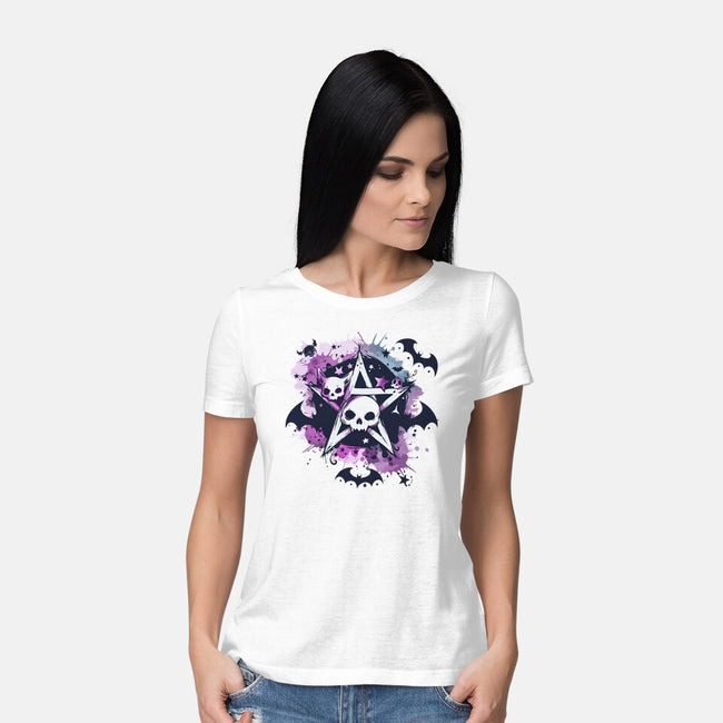 Kawaii Pentagram-Womens-Basic-Tee-Tinycraftyaliens