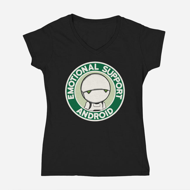 Emotional Support Android-Womens-V-Neck-Tee-Melonseta