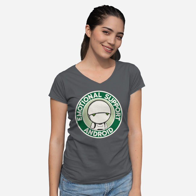 Emotional Support Android-Womens-V-Neck-Tee-Melonseta